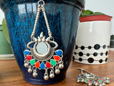 colorful mirror and stone earring